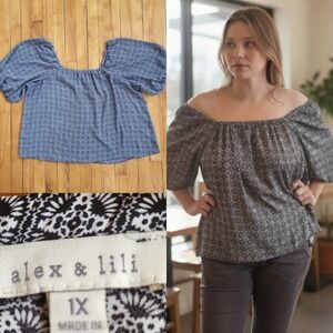Alex‎ & Lili Off the shoulder puff sleeves top size 1X